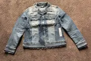 Chico’s Women Novelty Denim Laser Patches Long Sleeve Jacket Indigo Size S $139