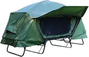 Foldable Camping Tent, Off Ground Elevated Double Layer Rainproof Outdoor Camping Tent Cot Bed with Window, Gauze Storage Bag, and Foam Pad, for Outdoor Hiking Picnic Bed