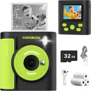 Mgaolo Kids Camera with Instant Print, Thermal Printing Digital Camera Toy for 3-12 Years Old Children, Safe Ink-Free Design, Present for Creativity & Learning (Black)