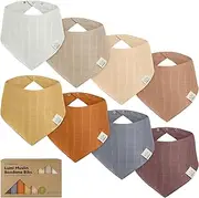 KeaBabies 8-Pack Muslin Bibs for Boys, Girls - Baby Drool Bibs for Teething, Adjustable Bandana for Baby, Toddler & Newborn Dribble (Spice)