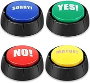 Fulasun 4Pcs Answer Button Set, Portable Yes No Maybe Sorry Dog Training Sound Buttons, Interactive Communication, Large Dog Breed, Sound Button Set