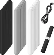 Cunhill 18 Pieces Wrapping Paper Holder Silicone Slap Bands Wrapping Paper Roll Clamps Clips for Home Storage Organization, White Black Grey