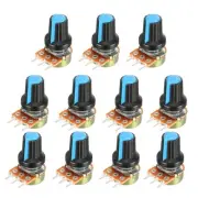 11 x 100K Variable Resistors Single Turn Rotary Carbon Taper Potentiometer Knobs