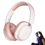 Wireless Headphones Bluetooth 5.3 Overhead Headset 3D Stereo Built In Microphone-Pink