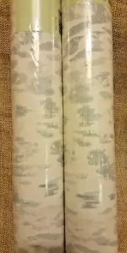 2 Rolls Thibaut T75483 Carlotta Aqua Wallpaper 27"x9 yards each