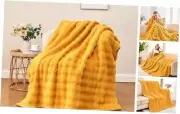 Soft Fleece Throw Blanket for Couch, 50x60 Throw-50" x 60" Mustard Yellow