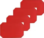 SET OF 4 FABRIC REVERSIBLE PLACEMATS (12" x 18") BASKETWEAVE RED COLOR DESIGN,FC