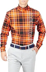 Jack Bunny(ジャックバニー) 262-2266043 Men's Long Sleeve High Neck Shirt (Checkered Pattern, Brushed Cotton Sheet), Golf Inner