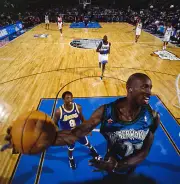 All Star Game Closeup of Minnesota Timberwolves Kevin Garnett dunk- Old Photo