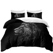 Black and White Handsome Lion Quilt Cover