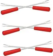 FIXOSHEE 6pcs Fruit Fork Barbecue Fork Skewers Forks Candy Dipping Tools Barbecue Tools Small Corn Holder Multi-use Cheese Fork Reusable Fork Reusable Cheese Holder Stainless Steel Red