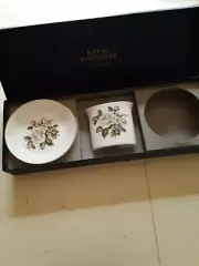 Royal Worcester bone china cigarette/toothpick holder & coaster NIB