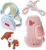 DIKACA 2pcs Small Dog Harness Backpack Style Pet Vest Cute Plaid Design for Outdoor Activities Comfortable Wear for Puppies and Small Dogs