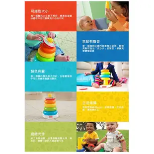 Fisher-Price費雪彩虹圈套疊疊樂 彩虹套圈圈 動腦益智玩具 不倒翁 疊疊杯 彩色 彩環 6個月寶寶玩具