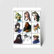 FF7 VII Portraits Poster | Classic JRPG Game Final Fantasy High Quality Prints