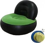 Inflatable Sofa Air Couch with Pump Portable Soft Leisure Sofa with Backrest Lazy Sofa for Home Travel Outdoor Activities, Black and Green