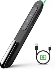 NORWII N76 Green Pointer Presentation 100M, Wireless Presenter Rechargeable Presentation Clicker for Powerpoint, Supports for Mac/Hyperlink/Volume