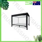 Portable Travel Portacot Black with Mattress Mesh Sides Compact Fold Baby Cot