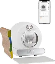 Automatic Cat Litter Box Tray, 65/9L Large Capacity Self-Clean No-Scoop Litter Clean Robot, with Safety Protection/Smart App/Odor Removal for Multi Cats (2-18LB)