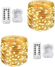 Clearhill Fairy Lights 2Pack, 32.8FT 100LED Twinkle String Lights Battery（Not Included） Operated with Remote Control, 8 Modes, Timing & Dimmable for Christmas Bedroom Indoor Outdoor Decor