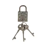 Antique Lock W 3 Keys On Ring 8x31cm