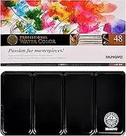 Mungyo Professional Half Pan Size Water Colors Set in Tin Case/Integral Mixing Palette in The lid 48 Colors