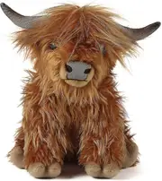 Brown Highland Cow, Realistic Soft Cuddly Farm Toy, Naturli Eco-friendly Plush, 10 Inches