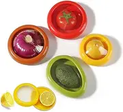 Fruit Veggie Saver Set of 4 Pack, Reusable Stretch Storage Containers for Fridge Storage Pod with Lid for Garlic, Onions, Lemons, Tomato, Potatoes