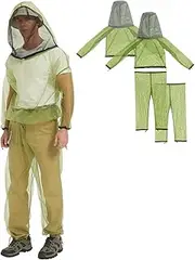 HENNCHEE 2Sets Mosquito Suits for Adults, Mesh Net Bug Jacket Pant Suit, Outdoor Full Body Protection Mosquito Proof Clothing SM new, Green
