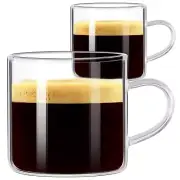 Espresso Cups Set of 2, 4.3oz Espresso Shots Cup, High Borosilicate Glass Esp...