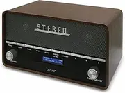 Denver DAB-36 Large Vintage Style DAB/DAB+ & FM Radio – Bluetooth – High Contrast Large Screen - AUX in – Clock & Dual Alarm – Real Wood Cabinet – 2x5W – Mains or Batter