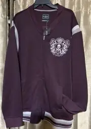 Marc Ecko Cut And Sew Full Zip Up Jacket Mens Size XXL Gray Stripes