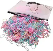 1000PCS Elastic Hair Rubber Bands, Mini Small Colorful Ponytail Elastics Holders for Blond Kids Girls Hair No Hurt No Crease Damage (Spring Color Dots)