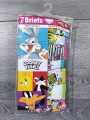 Looney Tunes Underwear Girls Size 4 Cotton Briefs 7-Pack Bugs Bunny Tweety Bird