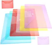 SEWACC 8Pcs Transparent File Storage Bags with Button Snap Closure Document Envelopes for Organizing Receipts Cards Vouchers Lightweight Plastic Wallets