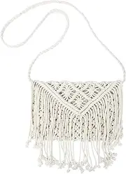 [Meyaus] Women Small Cotton Crochet Cross-body Bag Bohemian Shoulder Bag Purse