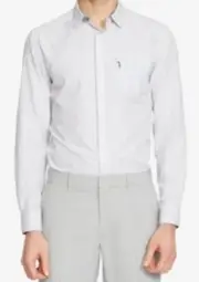 Kenneth Cole Reaction Men's Slim Strip Slim-Fit Button-Down Shirt, Ash Gray, XL
