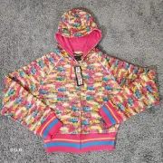 NWT Pepsi Cola Hooded Sweater Girl's Multicolor Full Zip Jacket Pocket