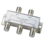 onn. 4 Way Digital Coax Cable Splitter with Gold Plated Connectors, Silver