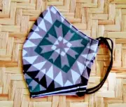 Face Mask Adult Unisex Washable Cotton African Print Grey White M Made in Kenya