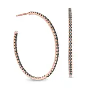 1.2 CT. T.W. Enhanced Black Diamond Inside-Out Hoop Earrings in 10K Rose Gold