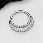 14K Gold Brilliant Sparkle Double Loop Lined Gems Seamless Clicker Hoop Ring