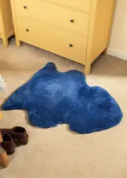 Blue British Sheepskin Rug Clipped Short Wool Pram Liner Floor Covering Soft
