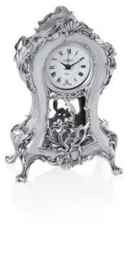 Italian Hand-Made Silver Resin Baroque Style Desk Clock