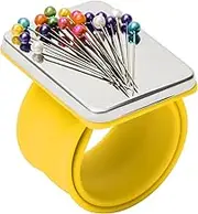 Magnetic Wrist Sewing, Portable Arm Pin Cushion Magnetic Pincushion with Wristband for Sewing Collection (Yellow)