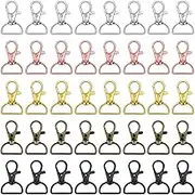 40 Pieces Swivel Snap Hooks Lanyard Snap Hooks Keychain Clip Hook Lobster Claw Clasp Metal Hook Clasp with D Rings for Keychain Purse Hardware Sewing Craft Project