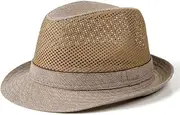 [Generic] Mesh Fedora Hat for Men Summer Fedora Hats Trilby Hat Sun Beach Hat Panama Hat