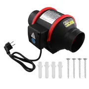 Exhaust Flue Fan 100mm Speed Control Mixed Flow Inline Fan High Speed Exhaust Fan for Vents HVAC Systems Parts EU Plug Black