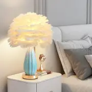 ZYLEIESENBAO Feather Lamp Creative Ceramic White Feather Table Lamp Vase Prin...