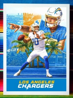 Framed LOS ANGELES CHARGERS NFL Poster JUSTIN HERBERT - 45cm x 32cm x 3cm LA